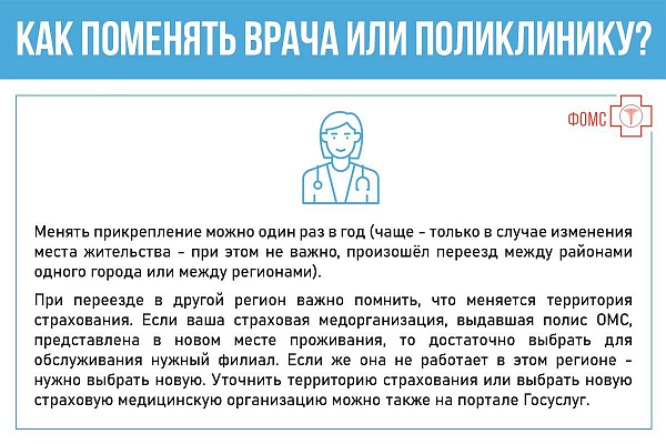 Как поменять врача или поликлинику?